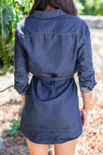 Load image into Gallery viewer, Told You So Dark Wash Chambray Dress