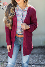 Load image into Gallery viewer, Somebody To Love Burgundy Red Cable Knit Cardigan