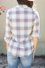 Load image into Gallery viewer, Save The Day Blue Plaid Button Down Top