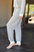 Load image into Gallery viewer, Let's Cuddle Charcoal Gray Striped Pajama Set