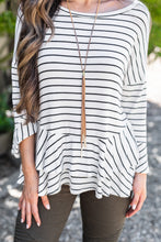 Load image into Gallery viewer, Steady As She Goes White-Black Striped Top