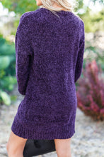 Load image into Gallery viewer, Soft Heart Plum Purple Chenille Sweater Dress