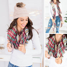 Load image into Gallery viewer, Autumn Air Taupe Plaid Blanket Scarf