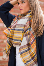 Load image into Gallery viewer, Autumn Air Tan Plaid Blanket Scarf