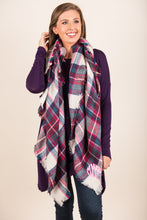 Load image into Gallery viewer, Autumn Air Pink Plaid Blanket Scarf