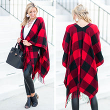 Load image into Gallery viewer, Lost In Love Red-Black Plaid Shawl