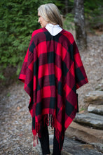 Load image into Gallery viewer, Lost In Love Red-Black Plaid Shawl