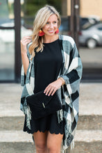 Load image into Gallery viewer, Lost In Love White-Black Plaid Shawl
