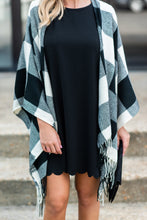 Load image into Gallery viewer, Lost In Love White-Black Plaid Shawl