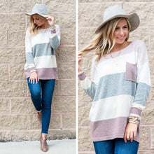 Load image into Gallery viewer, Power In Comfort Mauve Pink Colorblock Sweater