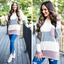 Load image into Gallery viewer, Power In Comfort Mauve Pink Colorblock Sweater