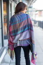 Load image into Gallery viewer, Fall Fun Plum Purple Plaid Open Poncho