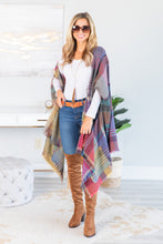 Load image into Gallery viewer, Fall Fun Plum Purple Plaid Open Poncho