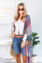 Load image into Gallery viewer, Fall Fun Plum Purple Plaid Open Poncho