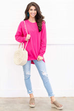 Load image into Gallery viewer, Slouchy Dolman Fuchsia Pink Long Sleeve Tunic