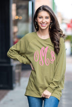Load image into Gallery viewer, Slouchy Dolman Olive Green Long Sleeve Tunic