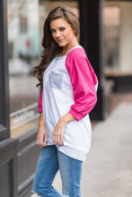 Load image into Gallery viewer, Slouchy Dolman Fuchsia Pink Raglan Tunic w/Pocket, Fuchsia