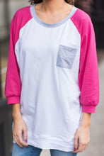 Load image into Gallery viewer, Slouchy Dolman Fuchsia Pink Raglan Tunic w/Pocket, Fuchsia