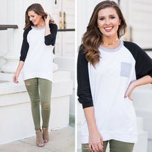 Load image into Gallery viewer, Slouchy Dolman Black Raglan Tunic w/Pocket