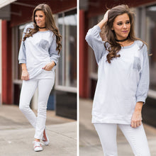 Load image into Gallery viewer, Slouchy Dolman Gray Raglan Tunic w/Pocket