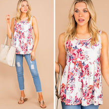 Load image into Gallery viewer, Take Me Back Ivory White Floral Tank