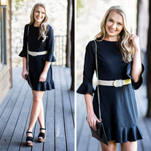 Load image into Gallery viewer, Always So Peppy Black Ruffled Dress