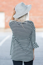 Load image into Gallery viewer, Easy To Love You Charcoal-Ivory Striped Top
