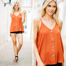 Load image into Gallery viewer, Just Take A Look Rust Orange Button Tank