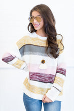 Load image into Gallery viewer, Electric Charge Mustard Yellow Striped Sweater