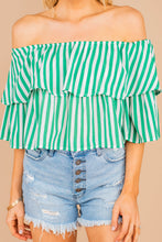 Load image into Gallery viewer, It's A Big Deal Green Striped Crop Top
