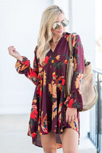 Load image into Gallery viewer, Found Your Calling Wine Red Floral Dress