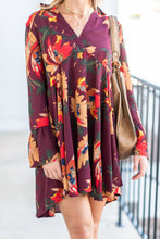 Load image into Gallery viewer, Found Your Calling Wine Red Floral Dress