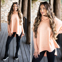 Load image into Gallery viewer, Feeling So Chipper Sherbert Orange Cowl Neck Sweater