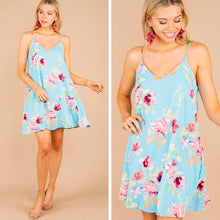 Load image into Gallery viewer, More Than You Know Teal Blue Floral Dress