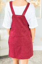 Load image into Gallery viewer, Fall Travels Wine Red Corduroy Overall Dress