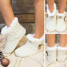 Load image into Gallery viewer, Cozy On The Couch Oatmeal White Slipper Booties