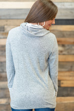 Load image into Gallery viewer, Meet You Here Heather Gray Cowl Neck Sweater