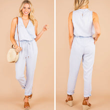 Load image into Gallery viewer, Feeling Fun Light Wash Chambray Sleeveless Jumpsuit
