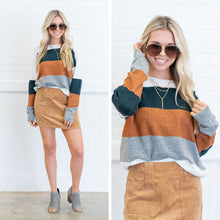 Load image into Gallery viewer, Life Of Comfort Rust Multi Colorblock Sweater