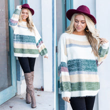 Load image into Gallery viewer, Really Ready Green Multicolored Striped Sweater
