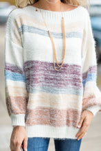 Load image into Gallery viewer, Really Ready Maroon Multicolored Striped Sweater