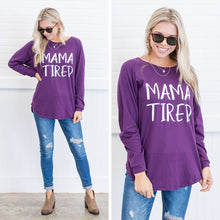 Load image into Gallery viewer, Mama Tired Eggplant Purple Graphic Tunic