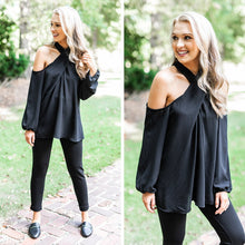 Load image into Gallery viewer, It's What You Need Black Cold Shoulder Top