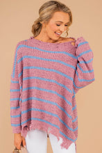 Load image into Gallery viewer, Living Free Mauve Pink Striped Sweater