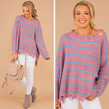 Load image into Gallery viewer, Living Free Mauve Pink Striped Sweater