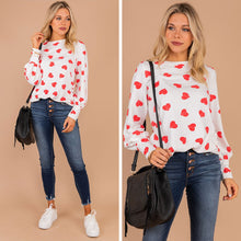 Load image into Gallery viewer, Great Hearts Think Alike Ivory White Heart Print Top