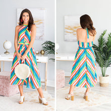 Load image into Gallery viewer, Bright And Bold Midi Dress, Blue-Multi