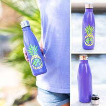 Load image into Gallery viewer, Peppy Pineapple Bright Purple Printed Water Bottle