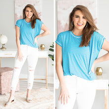 Load image into Gallery viewer, Kick Back Piko Top, Blue-White
