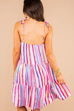 Load image into Gallery viewer, It's Your Story Fuchsia Pink and Powder Blue Striped Dress